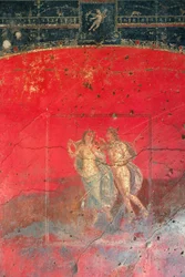 Fresco bij het Huis van Vettii met twee mythologische figuren, Pompeii (UNESCO Werelderfgoed)
