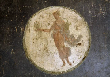 Fresco met medaillon, rechtervleugel in Huis van Vettii, Pompeii (UNESCO Werelderfgoedlijst)