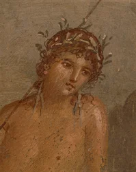 Italië, Regio Campania, Provincie Napels, Pompeii, Huis van Marco Lucrezio Frontone Fresco met Narcissus bij vijver