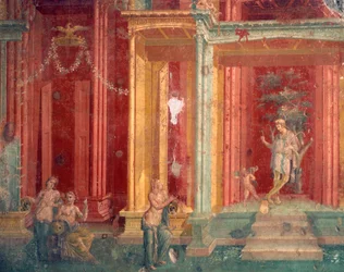 Italië, Provincie Napels, Regio Campania, Pompeii, Huis van Loreio Tiburtino, Fresco