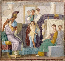 Huwelijk van Venus en Mars, tablinum muurschildering uit Huis van Marco Lucrezio Fronto, Pompeii, Campania, Romeinse beschaving