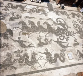 Oud Ostia: mozaïek van de Thermen van Neptunus