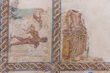 Gedeeltelijk beschadigde mozaïeken tentoongesteld