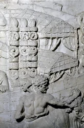 Romeins kampement. Mal van 1862 die de bas-reliëfs van de zuil van Trajanus reproduceert in Rome, gebouwd tijdens het bewind van keizer Trajanus (53-117). De Trajanus-zuil herdenkt de overwinning campagnes van de keizer.