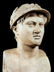 Romeinse kunst: buste van Pyrrhus 1e (319-272 v.Chr.) (marmer)