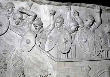 Romeinse kunst: Romeinse soldaten in verdediging van een vesting