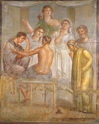 Romeinse beschaving. Admetus en Alcestis, fresco uit de Basiliek van Ercolano