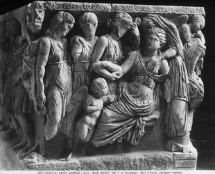 Sarcophagusreliëf met de dood van Alcestis