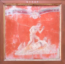 Satyr en nimf, 50-79 n.Chr. (fresco)