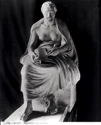 Zittende filosoof, het hoofd wordt verondersteld Demosthenes (384-322 v.Chr.) te zijn (later toegevoegd) uit villa Montalto-Negroni