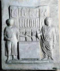 Bord van de messenwinkel in de Romeinse tijd