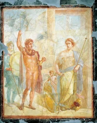 Het huwelijk van Alexander (Ares) en Stateira (Aphrodite), fresco in Regio 6 Insula Occidentalis 39, Pompeii