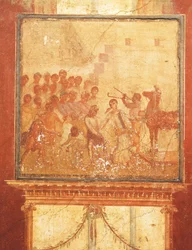 Trojaans Paard, fresco uit het Huis van Menander, Pompeii, Campania, Romeinse Beschaving