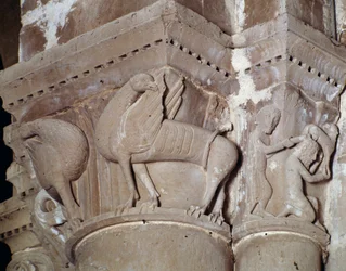 Kaïn doodt Abel (gesculpteerd kapiteel van het transept)
