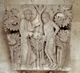 God en Kaïn (gekerfd kapiteel)