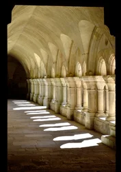 Romaans architectuur: galerij van het klooster van de Cisterciënzer abdij van Fontenay, Bourgondië