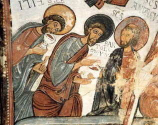 Romaans kunst: de apostelen Philip, Barthelemy en Andre