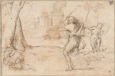 Romulus en Remus gevonden door Faustulus recto Concentric Circles verso, ca. 1535