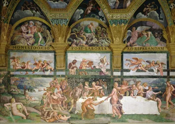 Kamer van Cupido en Psyche, voorbereidingen voor het banket van de goden voor het huwelijk van Cupido en Psyche