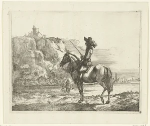 Ruiter bij een rivier