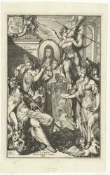 Allegorische frontispice met portret van Willem III