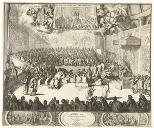Zitting van het Lagerhuis met koningin Anna op de troon, 1702
