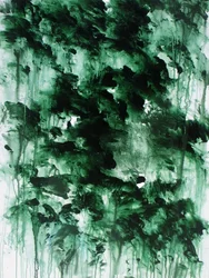 Mistig groen bos