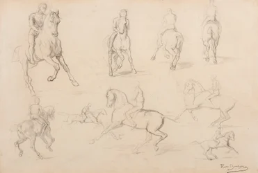 Studies van een paard en ruiter