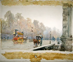 Grosvenor Place op een regenachtige dag