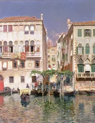 Het Grote Kanaal met de Campanile van St Maria Gloriosa dei Frari, Venetië