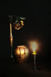 Kaarsgloed met gedroogde roos