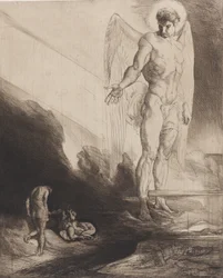 Lucifer laat Kaïn aan zijn lot over, uit Acht etsen over Byrons Kaïn, 1919-1920