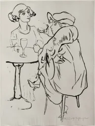 In het café