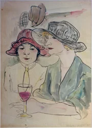 In het café
