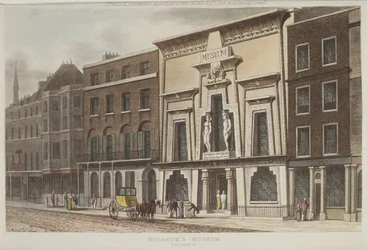 Uitzicht op Bullocks Museum, beter bekend als de Egyptische Hal, op Piccadilly, 1815 (aquatint)