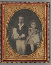 Ongenoemd portret van een jongen en meisje, 1855