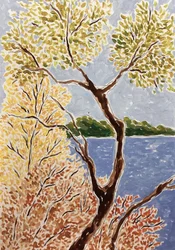Herfstlandschap aan het meer