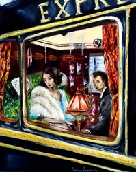 Aan boord van de Oriënt Express - met goudversiering, 2023 (olieverf op doek)