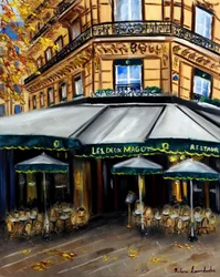 Herfst bij Les Deux Magots Parijs, 2023 (olieverf op doek)