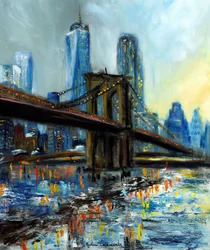 Brooklyn Bridge uitzicht op Manhattan, 2022 (olieverf op doek)