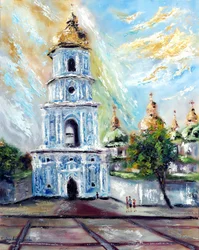 Gouden koepel Kiev Oekraïne, 2022 (olieverf op doek)
