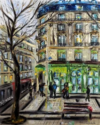 Laduree op Champs Elysees Parijs, 2022 (olieverf op doek)