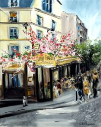 Le Vrai Paris Café Montmartre, 2021 (olieverf op doek)