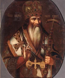 Portret van Joachim, patriarch van Moskou 1674-1690, eind 17e eeuw