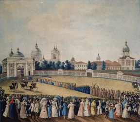 Bezoek van tsaar Alexander I in het Alexander Nevsky-klooster, 1821
