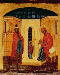 Icoon die Jezus in de Tempel uitbeeldt, c.1550 (detail)