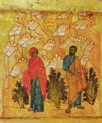Icoon die de Maagd Maria en Jozef uitbeeldt, c.1550 (detail)