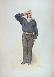 Russische matroos in het uniform van de Russische marine aan het einde van de negentiende eeuw