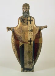 Beeld van St. Nicolaas van Mozhaisk, Russisch, eind 16e eeuw