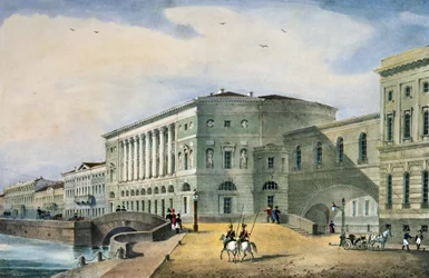 Het Hermitage Theater gezien vanaf het Vassily-eiland